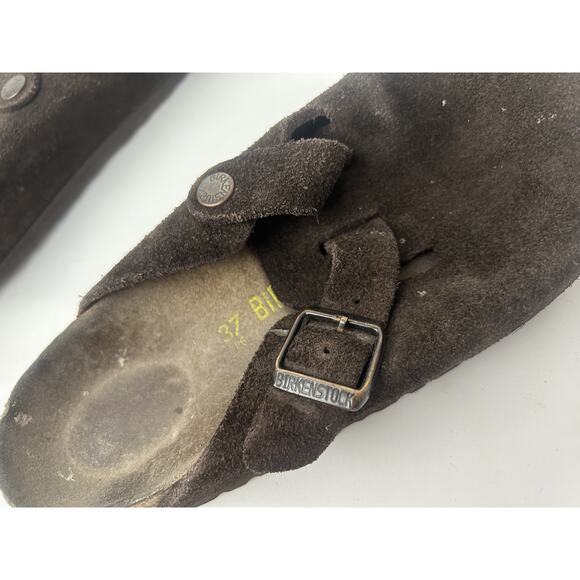 Birkenstock Boston Shoes Womens Size 37 Brown Suede Clogs Slip On Comfort Mule - Picture 4 of 6